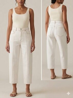 Anthropologie Pilcro Seamed High Rise Wide Leg Jeans Ecru Cream Off White Size28